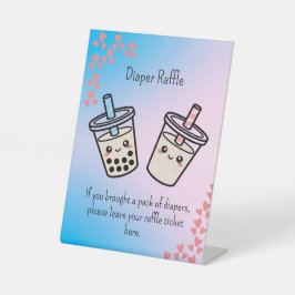 Diaper Raffle Boba Bubble Tea  Gender Reveal Sockelschild