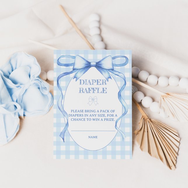 Diaper Raffle Bow Ribbon Blue Watercolor Begleitkarte (Von Creator hochgeladen)