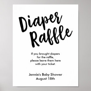 Diaper Raffle Brush Script Babydusche Anzeige Poster