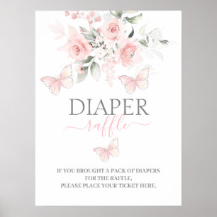 Diaper Raffle Butterfly-Zeichen Poster