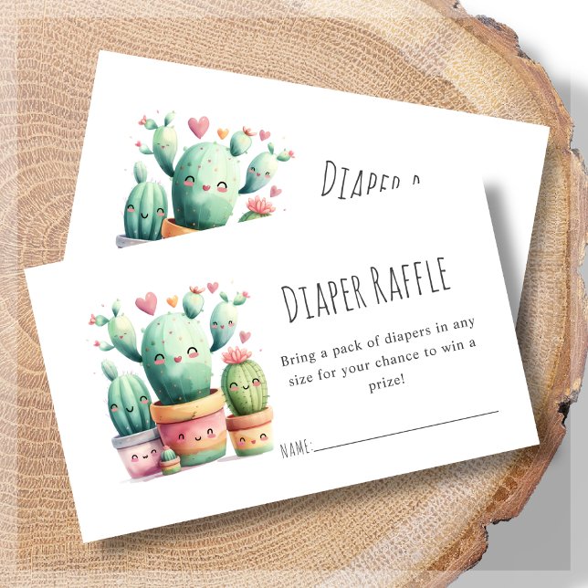 Diaper Raffle | Cactus Baby Shower Begleitkarte (Von Creator hochgeladen)