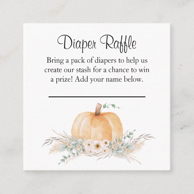 Diaper Raffle Card Kleines Pumpkin-Thema einfügen Begleitkarte (Vorderseite)