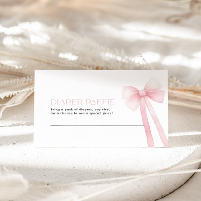 Diaper Raffle Card Rosa Bow Mitteilungskarte (Von Creator hochgeladen)