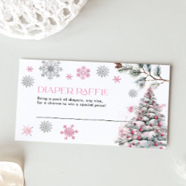 Diaper Raffle Card Rosa Winter Wonderland Mitteilungskarte