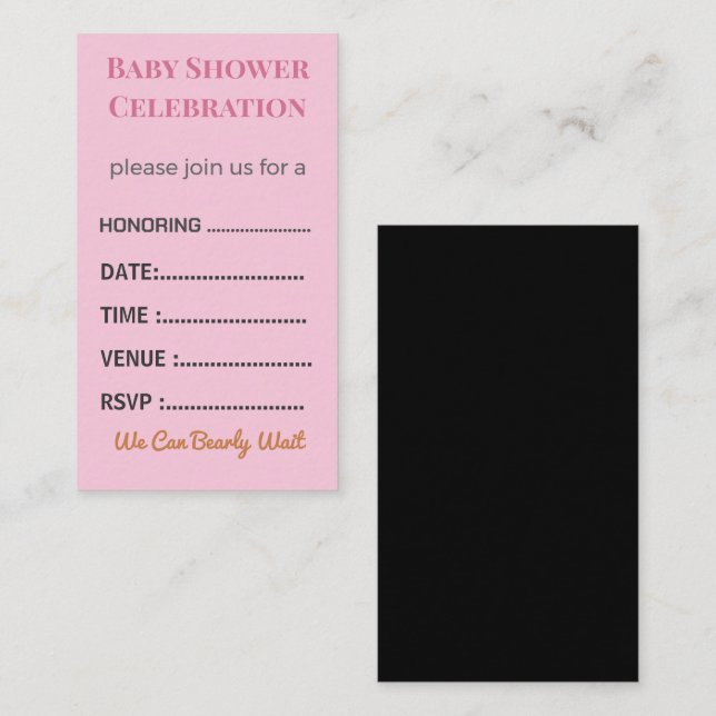 Diaper Raffle Card Tickets | Elegant Insert (Vorne/Hinten)