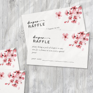 Diaper Raffle Cherry Blossom Babydusche Begleitkarte