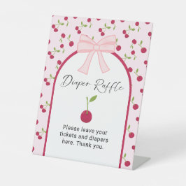 Diaper Raffle Cherry on Top Coquette Baby Shower Sockelschild