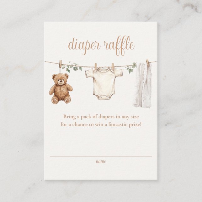 Diaper Raffle Clothesline Babydusche Begleitkarte (Vorderseite)