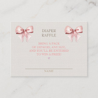 Diaper Raffle Clothesline Girl Pink Elfenbein Begleitkarte