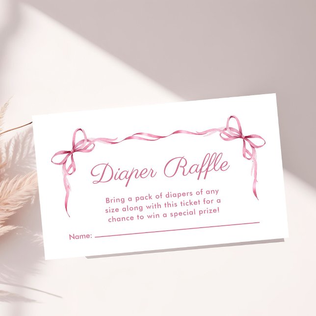 Diaper Raffle Coquette Bows Baby Girl Dusche Begleitkarte (Von Creator hochgeladen)