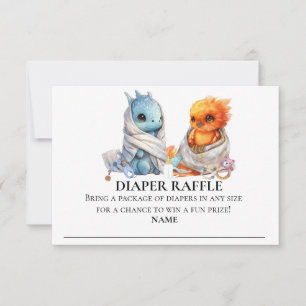 Diaper Raffle Dragon Phoenix Twins Kinderdusche Einladung