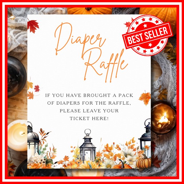 DIAPER RAFFLE Ein kleines KürbisSPIEL Poster (DIAPER RAFFLE A Little Pumpkin is on the Way Fall Autumn Baby Shower Game Poster )