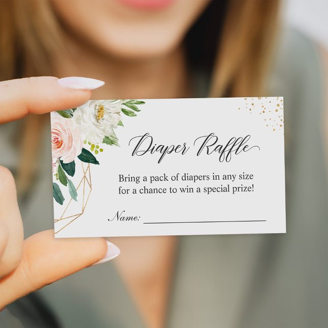 Diaper Raffle Elegant Blush Floral Baby Dusche Begleitkarte (Von Creator hochgeladen)