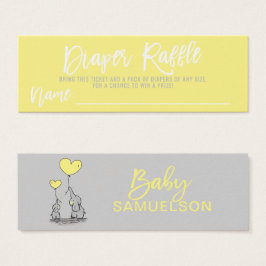 DIAPER RAFFLE Elephant Yellow Gray Baby Dusche