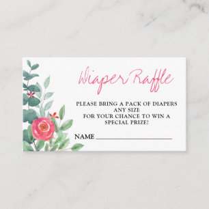 Diaper Raffle Eucalyptus Floral Baby Dusche Begleitkarte