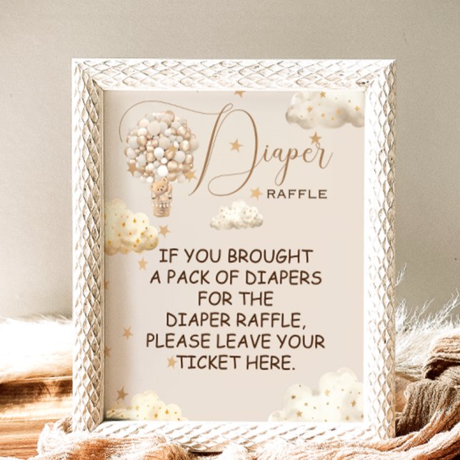 Diaper Raffle Game Teddy Bären Ballons ThemaSignie Poster (Von Creator hochgeladen)
