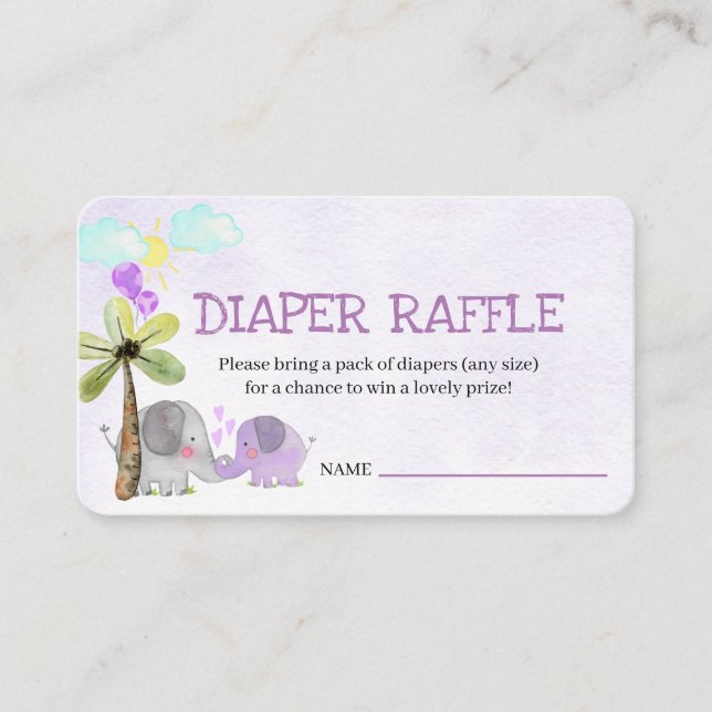 Diaper Raffle Gedicht Elephant Mama und Babydusche Begleitkarte (Vorderseite)