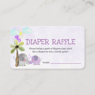 Diaper Raffle Gedicht Elephant Mama und Babydusche Begleitkarte