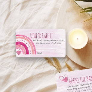 Diaper Raffle Gedicht Pink Rainbow Baby Dusche Begleitkarte