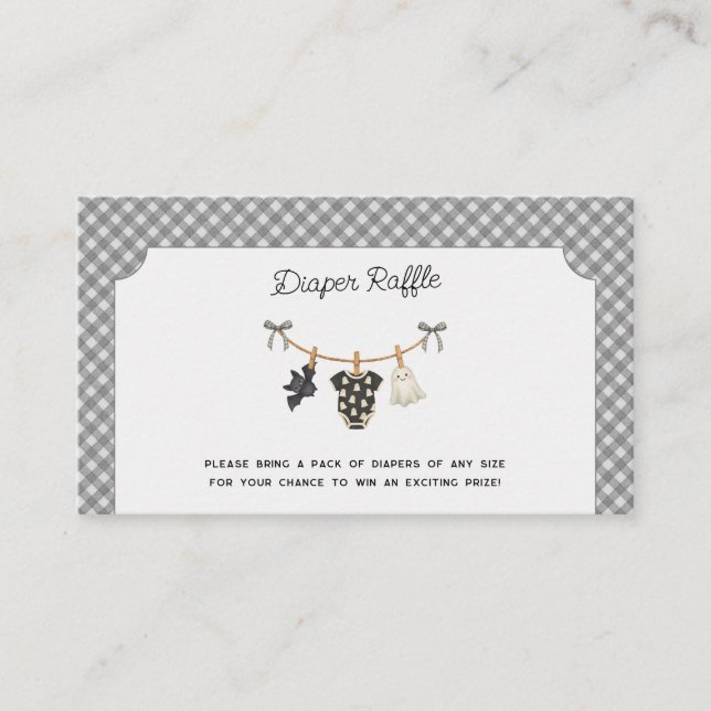 Diaper Raffle Gingham Halloween Baby Dusche Begleitkarte (Vorderseite)
