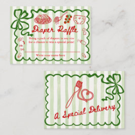 Diaper Raffle Green Bow Frame Enclosure Card Begleitkarte