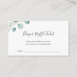 Diaper Raffle Greenery Eucalyptus Baby Shower Begleitkarte
