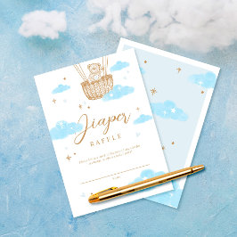 Diaper Raffle Hot Air Ballon Teddy Bär Blue Begleitkarte