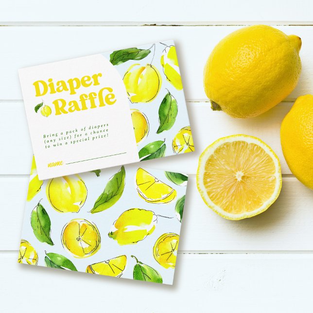 Diaper Raffle Lemon Retro Baby Dusche Begleitkarte (Von Creator hochgeladen)