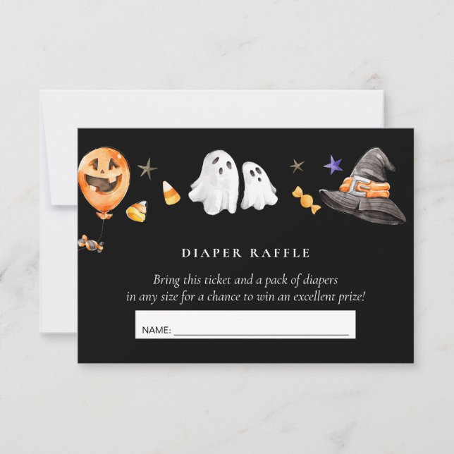 Diaper Raffle Little Boo Black Einladung (Vorderseite)