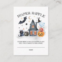 Diaper Raffle Little Boo Halloween Kinderdusche Begleitkarte