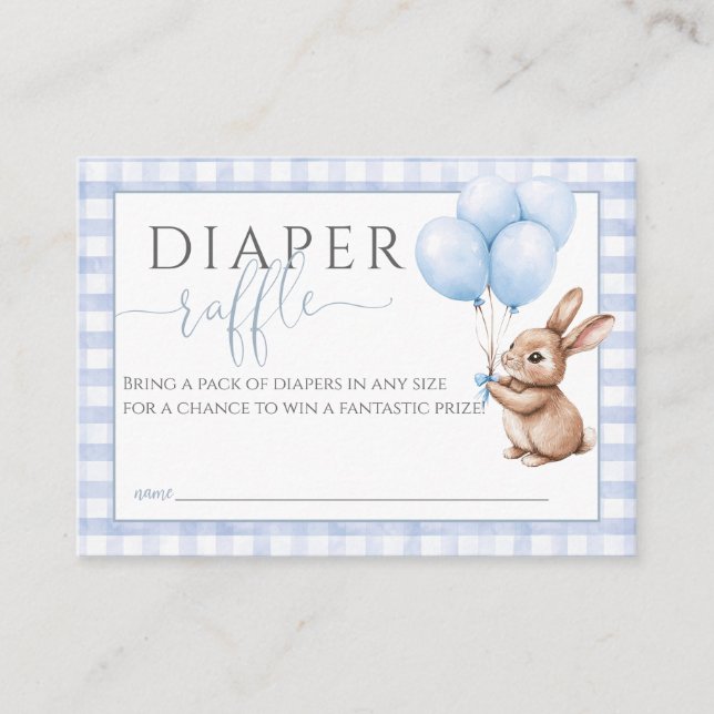 Diaper Raffle Little Bunny Balloons Babydusche Begleitkarte (Vorderseite)