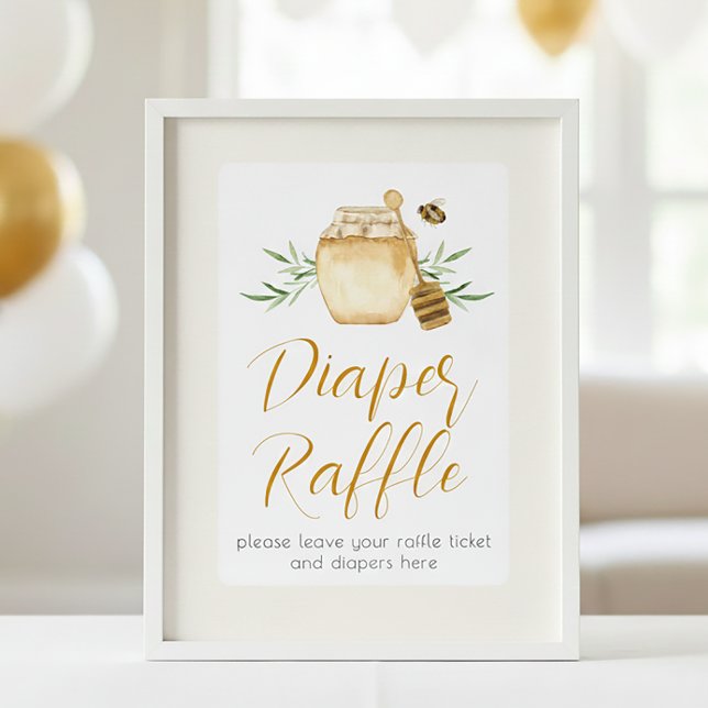 Diaper Raffle Little Honey Bee Baby Shower Table  Poster (Von Creator hochgeladen)