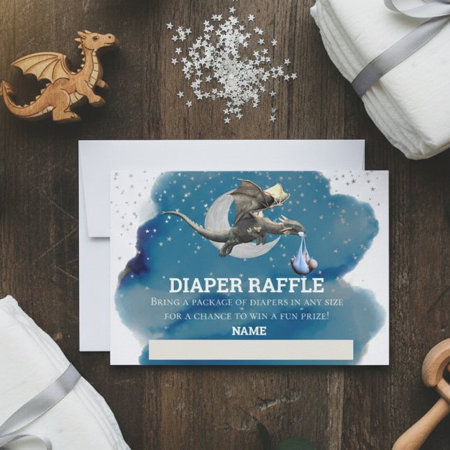 Diaper Raffle Little Knight Dragon Silver Star Einladung (Von Creator hochgeladen)