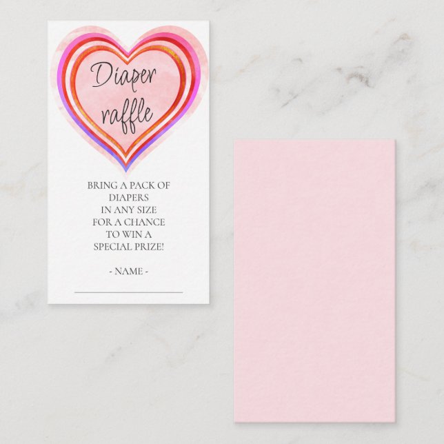 Diaper Raffle Little Sweetheart Baby Dusche Begleitkarte (Vorne/Hinten)