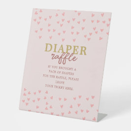 Diaper Raffle Little Sweetheart Girl Pink Hearts Sockelschild