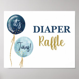 Diaper Raffle Marine blaue Zwillingsjungen Zeichen Poster