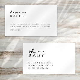 Diaper Raffle Minimalistisch Script Baby Dusche Begleitkarte