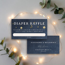 Diaper Raffle Moon Starry Night Blue Baby Shower Begleitkarte