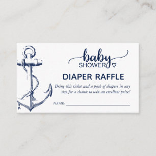 Diaper Raffle Nautical Anchor Navy Blue Begleitkarte