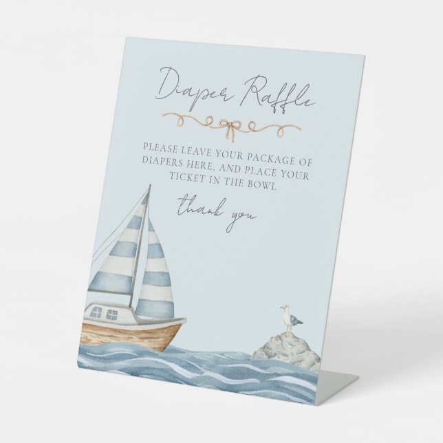 Diaper Raffle Nautical Baby Shower Sockelschild (Vorderseite)