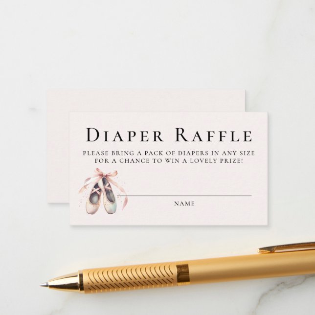 Diaper Raffle Niedlich Ballerina Girl Babydusche Begleitkarte (Vorderseite/Rückseite Beispiel)