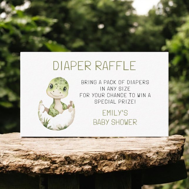 Diaper Raffle Niedlich Dinosaur Wasserfarbe Kinder Begleitkarte (Von Creator hochgeladen)