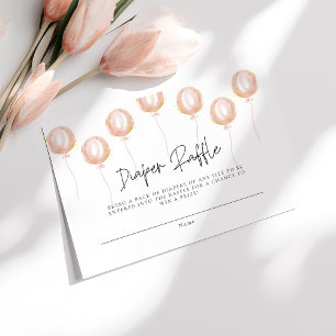 Diaper Raffle Pink Ballon Die Girl Baby Dusche Begleitkarte