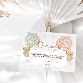 Diaper Raffle Pink Blue Gender Reveal Bären Begleitkarte