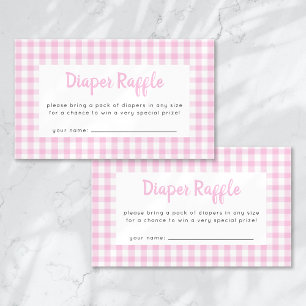 Diaper Raffle Pink Gingham Baby Dusche Begleitkarte