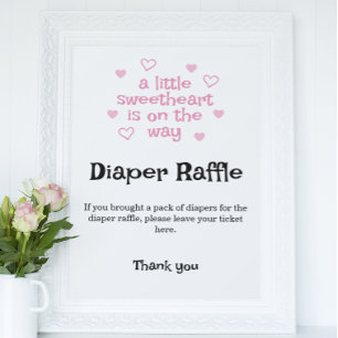 Diaper Raffle Pink Girl Babydusche Schild