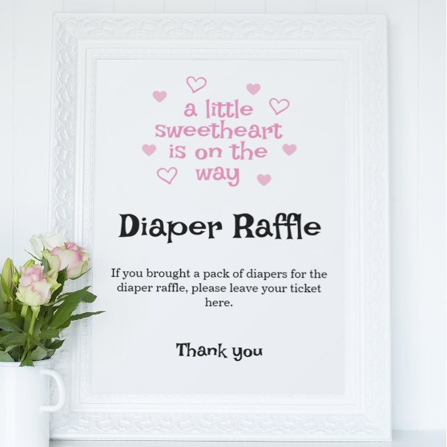 Diaper Raffle Pink Girl Babydusche Schild (Von Creator hochgeladen)