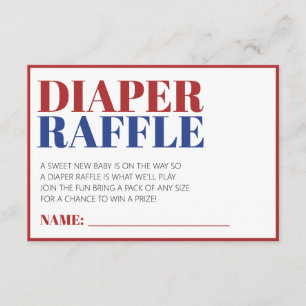 Diaper Raffle Red White und Blue 4. Juli Begleitkarte