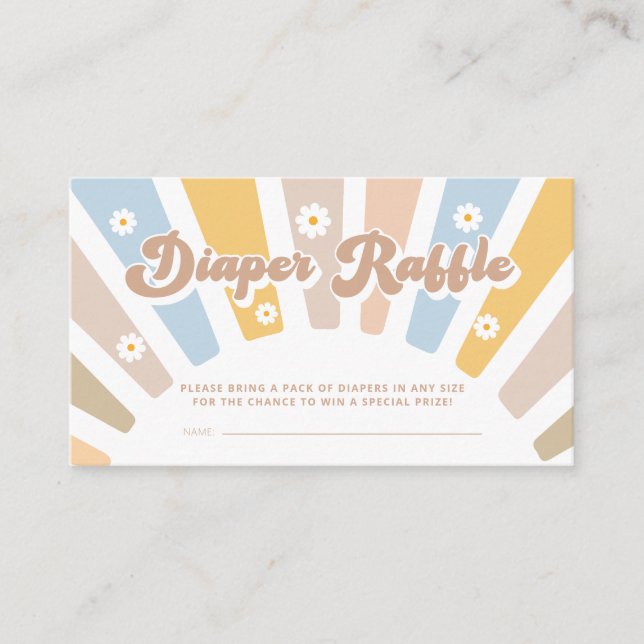 Diaper Raffle Retro Groovy Pink Babydusche Begleitkarte (Vorderseite)