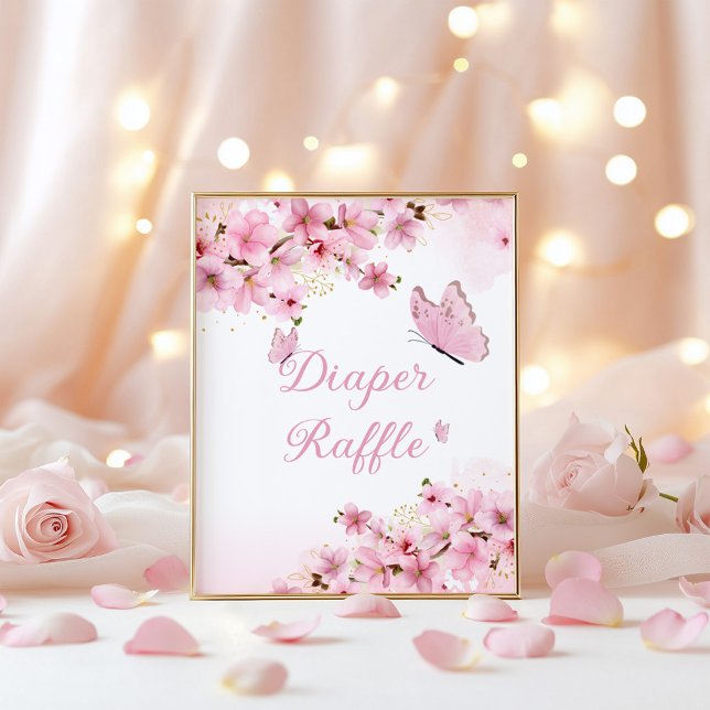 Diaper Raffle rosa Butterfly Babydusche Poster (Von Creator hochgeladen)